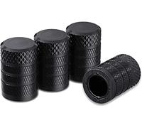 CKAuto Tyre Valve Caps, Black, 4pcs/pack, Anodized Aluminum Tyre Valve Caps Set, Corrosion Resistant, Universal Valve Caps for Cars, Trucks, Motorcycles, SUVs and Bikes