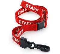 Ckb Ltd 100 Red Staff Lanyards Breakaway Safety Lanyard Neck Strap Swivel Plastic Clip Id Card Holder Pull Quick Release