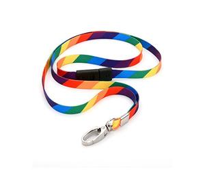 CKB LTD 100x Breakaway RAINBOW Striped Premium Safety Lanyard Neck Strap Swivel Metal Clip For ID Card Holder Bright Fun Funky Novelty Cool Lanyards Mixed Multicoloured - Pull Quick Release Design