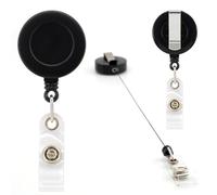 CKB Ltd 10x Black Retractable ID Badge Reels with Belt Clip Ring Pull Ski Pass Holder Recoil