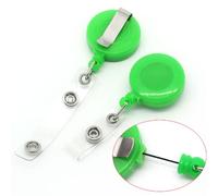 CKB Ltd 10x Green Retractable ID Badge Reels with Belt Clip Ring Pull Ski Pass Holder Recoil