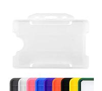 CKB LTD 10x Single Sided Rigid Slide in Open Faced ID Card Badge Holders Horizontal/Landscape Identity Plastic Pass Protector - Holds a 86mm 54mm cr80 Credit Card Sized (Clear)