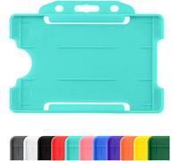 CKB LTD 10x Turquoise Single Sided Rigid Slide in Open Faced ID Card Badge Holders Horizontal/Landscape Identity Plastic Pass Protector - Holds a 86mm 54mm cr80 Credit Card Sized