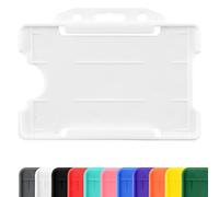 CKB LTD 10x White Single Sided Rigid Slide in Open Faced ID Card Badge Holders Horizontal/Landscape Identity Plastic Pass Protector - Holds a 86mm 54mm cr80 Credit Card Sized