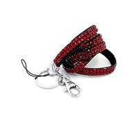 CKB LTD 1x Bling ID RED Acrylic Rhinestone Style Lanyard Neck Strap Swivel Metal Clip