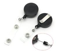 CKB Ltd 20x Black Retractable ID Badge Reels with Belt Clip Ring Pull Ski Pass Holder Recoil