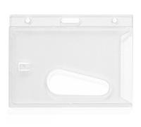 CKB Ltd® 20x Clear Enclosed Rigid with Ejection Slot Closed Faced ID Card Badge Holders Single Sided Horizontal/Landscape Identity Plastic Pass Protector - Holds a 86mm 54mm cr80 Credit Card Sized