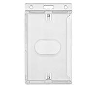 CKB LTD 20x Clear Enclosed Rigid with Ejection Slot Closed Faced ID Card Badge Holders Single-Sided Vertical/Portrait Identity Plastic Pass Protector - Holds a 86mm 54mm cr80 Credit Card Sized