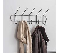 CKB LTD 5 Hook Rail Hand Welded in Steel for Hallway Or Bedroom Wall Mounted Hanger for Coats Hats Drape Scarves Key Hook - Large H22 x W55 x D15cm