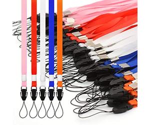 CKB Ltd 50 x Mixed Colour Pack Lanyard Neck Strap ID Card Badge/Mobile Phone Holder - Multicoloured Pack Five Polyester Colours Orange, Pink, Blue, White, Red Color For Schools, Events, Businesses