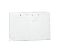 CKB LTD 50x Budget Clear ID Horizontal Landscape Card Badge Holder Enclosed Double Sided Identity Waterproof Dustproof Flexible Office Pouches for Businesses, Schools, Teachers, Events 10 x 7cm