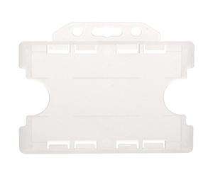 CKB Ltd® 50x Twin Clear Double Sided Rigid Slide in Open Faced ID Card Badge Holders Horizontal/Landscape Dual Identity Plastic Pass Protector - Holds Two Cards a 86mm 54mm cr80 Credit Card Sized