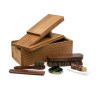Ckb Ltd 7 Piece Shoe Care Kit Portable Leather Boot Shine Wooden Box Gift Set With Boot Jack Rest