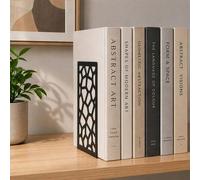 CKB Ltd Abstract Geometric Metal Bookend Set For Shelf Display (Black)