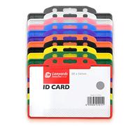 CKB LTD Assorted Mixed Colour Pack of 10 Single Sided Rigid Slide in Open Faced ID Card Badge Holders Horizontal/Landscape Identity Plastic Pass - Holds a 86mm 54mm cr80 Credit Card Sized