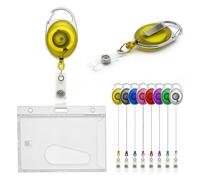 CKB LTD Badge Holder Retractable Reel Set Combo Single Sided Enclosed Ejection Slot Horizontal ID Card Holder for School, Office, Identity Card Belt Clip Attachment Holds 86x54mm (Yellow)