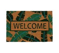 CKB LTD Banana Leaf Novelty Doormat - Tropical Botanical Natural Coir Welcome Door Mat with Non Slip PVC Backing, Indoor Outdoor, Front Back, 60 x 40cm