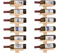 CKB Ltd Bar Amigos 12 Bottle Solid Pine Wood Wine Rack Wall Mounted Vertical Wooden Wine Bottle Holder, Rustic Space-Saving Wine Storage