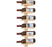 CKB Ltd Bar Amigos 6 Bottle Solid Pine Wood Wine Rack Wall Mounted Vertical Wooden Wine Bottle Holder, Rustic Space-Saving Wine Storage