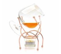 CKB LTD Bar Amigos Copper Brandy & Cognac Snifter Warmer Glass Copper Stand Gift Set With Tea Light Candle & Copper Holder