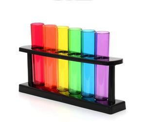 CKB LTD - Bar Amigos Test Tube Party Drink Shots Plastic Glasses Novelty Shooters - Multi colour - Set of 6