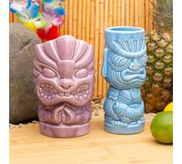 CKB LTD Bar Bespoke Tiki Gods Hawaiian Tall Beaker Cocktail Mugs 2 Pack Blue And Purple