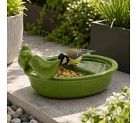 Ckb Ltd Bird Feeders For Small Birds Ceramic Wildlife Drink Food Bowl Green