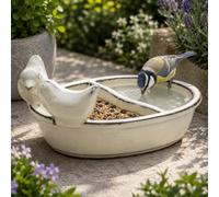 Ckb Ltd Bird Feeders For Small Birds Ceramic Wildlife Drink Food Bowl White