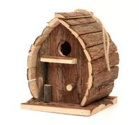 CKB LTD Bird House Nesting Box House Wooden Garden Hanging Nesting Home Natural Bark Weatherproof