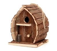 CKB LTD Bird Nesting Box House Wooden Hanging Nest Box Home for Birds Rustic Natural Weatherproof Ideal For Any Size Garden Outdoors Tree Or Balcony