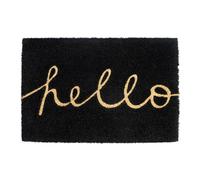 Ckb Ltd Black Hello Script Doormat Welcome Natural Coir Mat With Non Slip Pvc Backing Indoor Outdoor 60 X 40Cm