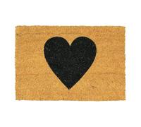 CKB LTD Black Love Heart Novelty Doormat - Decorative Natural Coir Welcome Door Mat with Non Slip PVC Backing, Indoor Outdoor, Front Back, 60 x 40cm