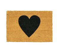 Ckb Ltd Black Love Heart Novelty Doormat Decorative Natural Coir Welcome Mat With Non Slip Pvc Backing Indoor Outdoor 60 X 40Cm