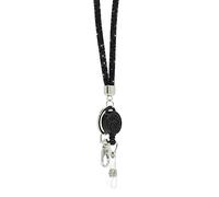 CKB LTD Black Sparkle Lanyard Rhinestone Glitter Crystal Gems Neck Strap with Swivel Metal Clip and Sparkly Bling Retractable reel ID Badge Holder Clip 1pc
