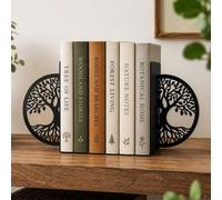 CKB Ltd Black Tree Of Life Bookends, Decorative 3D Metal Book Ends For Shelves