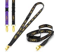 CKB LTD Black VIP LANYARDS Breakaway Safety Lanyard Neck Strap Swivel Gold Colour Metal Clip for ID Card Holder - Pull Quick Release Design 1pc Single
