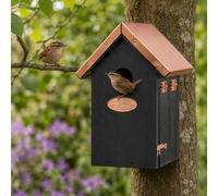 Ckb Ltd Black Wooden Bird House For Garden With Copper Roof Wrens Nest Box