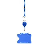CKB LTD Blue Carer Retractable Lanyard and Badge Holder Triple Pack - Trio Set Includes A Single Lanyard, Extendable Carabiner Yoyo Reel Clip and Rigid ID Card Holder