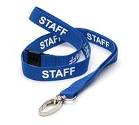 CKB LTD Blue Staff LANYARDS Breakaway Safety Lanyard Neck Strap Swivel Metal Clip for ID Card Holder - Pull Quick Release Design Pack of 50