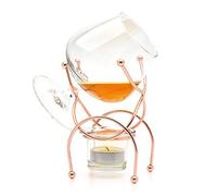 CKB LTD Brandy & Cognac Snifter Warmer Glass Stand Premium Drinking Gift Set with Tea Light Candle & Metal Holder (Copper)