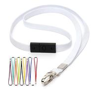 CKB LTD Breakaway Safety Lanyard Neck Strap Swivel Metal Clip for ID Card Holder with Quick Pull Release Design Lanyards Bulk Pack of 10pcs (White)