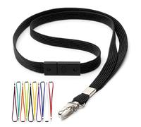 CKB LTD Breakaway Safety Lanyard Neck Strap Swivel Metal Clip for ID Card Holder with Quick Pull Release Design Lanyards Bulk Pack of 10pcs (Black)