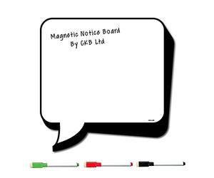 CKB LTD® CARTOON SPEECH BUBBLE Fridge Reminder Board Magnetic With Marker White & Pen - Drywipe Magnet Whiteboard Kitchen Memo Notice Large Daily Planner BLANK Dry Wipe Signage Sheet 32 x 32cm