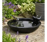 Ckb Ltd Ceramic Bird Bath For Garden Birds Wildlife Drinking Bowl, Grey