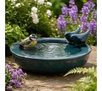 Ckb Ltd Ceramic Bird Bath For Garden Birds Wildlife Drinking Bowl Teal Blue