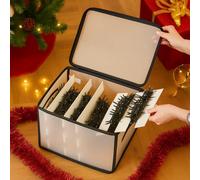 Ckb Ltd Christmas Lights, Storage Box Cube With Inserts Stores Tinsel, Fairy Lights Or Xmas Ornaments Black, Frosted
