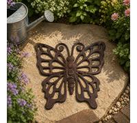 CKB Ltd Ckb Stepping Stones Garden Path Cast Iron Brown Butterfly Step Pathway Tile