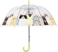 Ckb Ltd Clear Cat Print Dome Umbrella For Kids & Teenagers Transparent Windproof Canopy Automatic Open Steel Frame Crook Handle