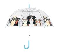 CKB LTD Clear Dome Umbrella for Kids & Teenagers - Animal Print, Transparent Windproof Canopy, Automatic Open, Steel Frame, Plastic Crook Handle, Lightweight for School & Travel, 86.5 cm (Dog Print)