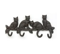 CKB LTD Coat Rack Wall Mounted Cast Iron Cat Tail Hooks - Rustic Decorative 4 Peg Rail, Multi-Purpose Heavy Duty Metal Hanging Hook for Coats, Keys, Bags, Hats Storage 28cm